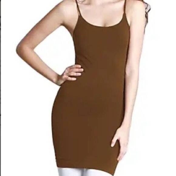 LAST ONE! 𝅺Nikibiki Brown Body-con Spaghetti Strap Mini Slip Dress - Picture 1 of 1